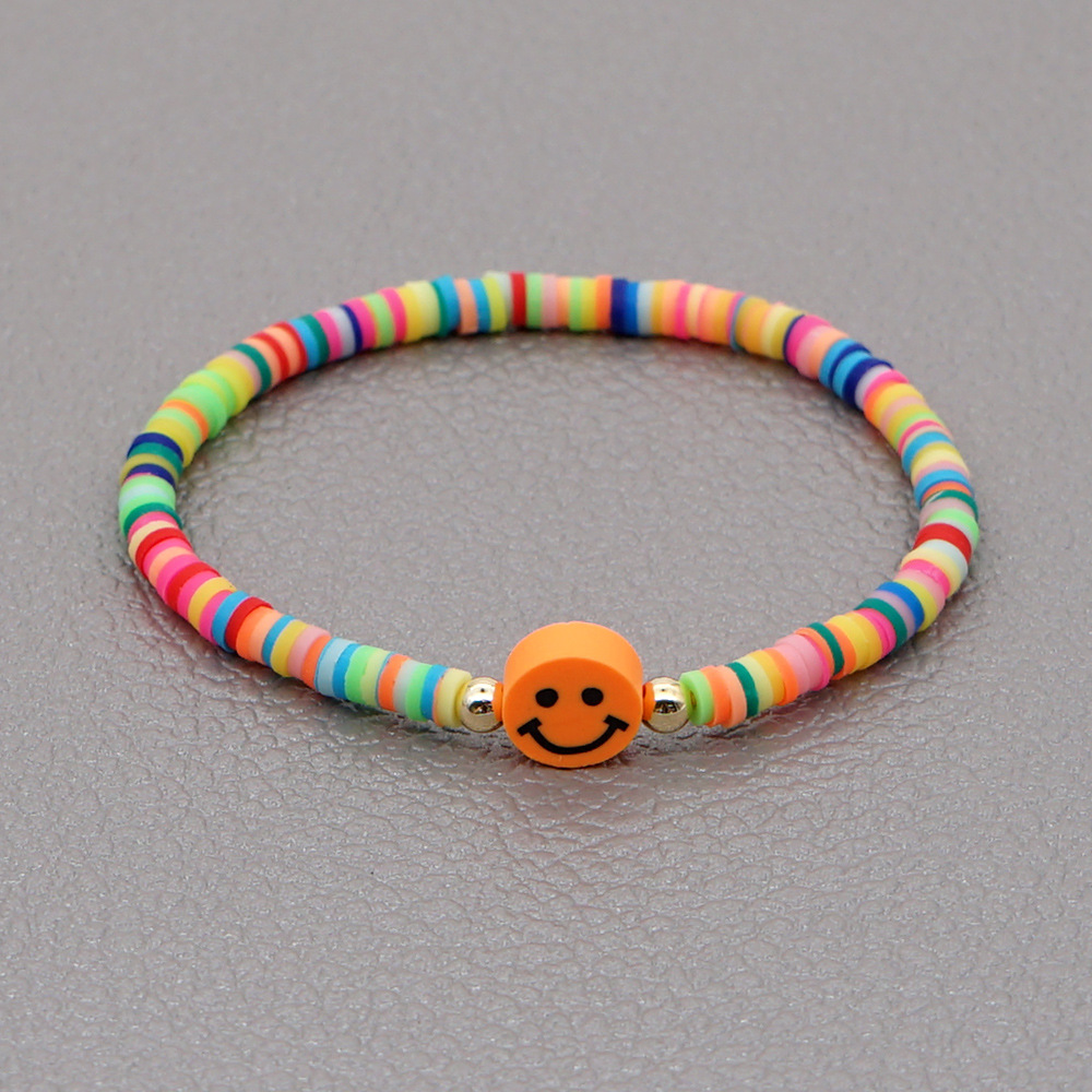 Fashion Rainbow Soft Ceramic Beaded Multicolor Smiley Face Bracelet display picture 8
