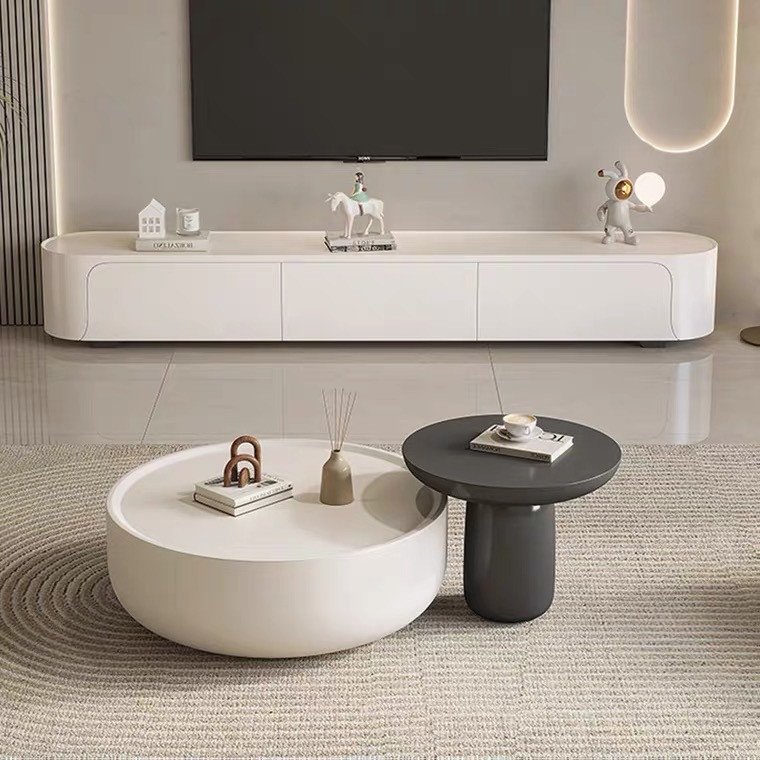 Mesa de café de estilo crema sala de estar hogar Luz francés tamaño redondo pequeño apartamento en línea celebridad diseñador simple mesa de té