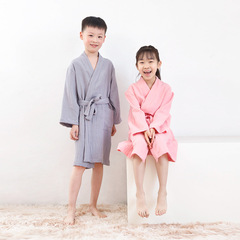 日本式純綿二重ガーゼ子供バスローブ浴衣ホームウェアa類男の子女の子吸水柔らかい春夏
