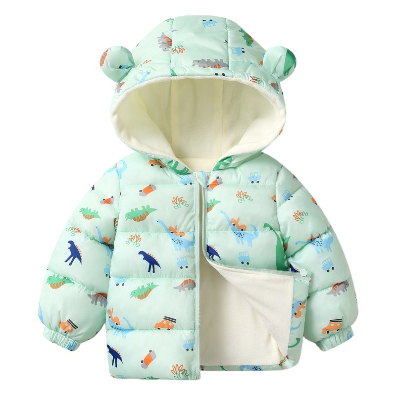 Chaqueta acolchada de algodón con capucha y forro polar para niños