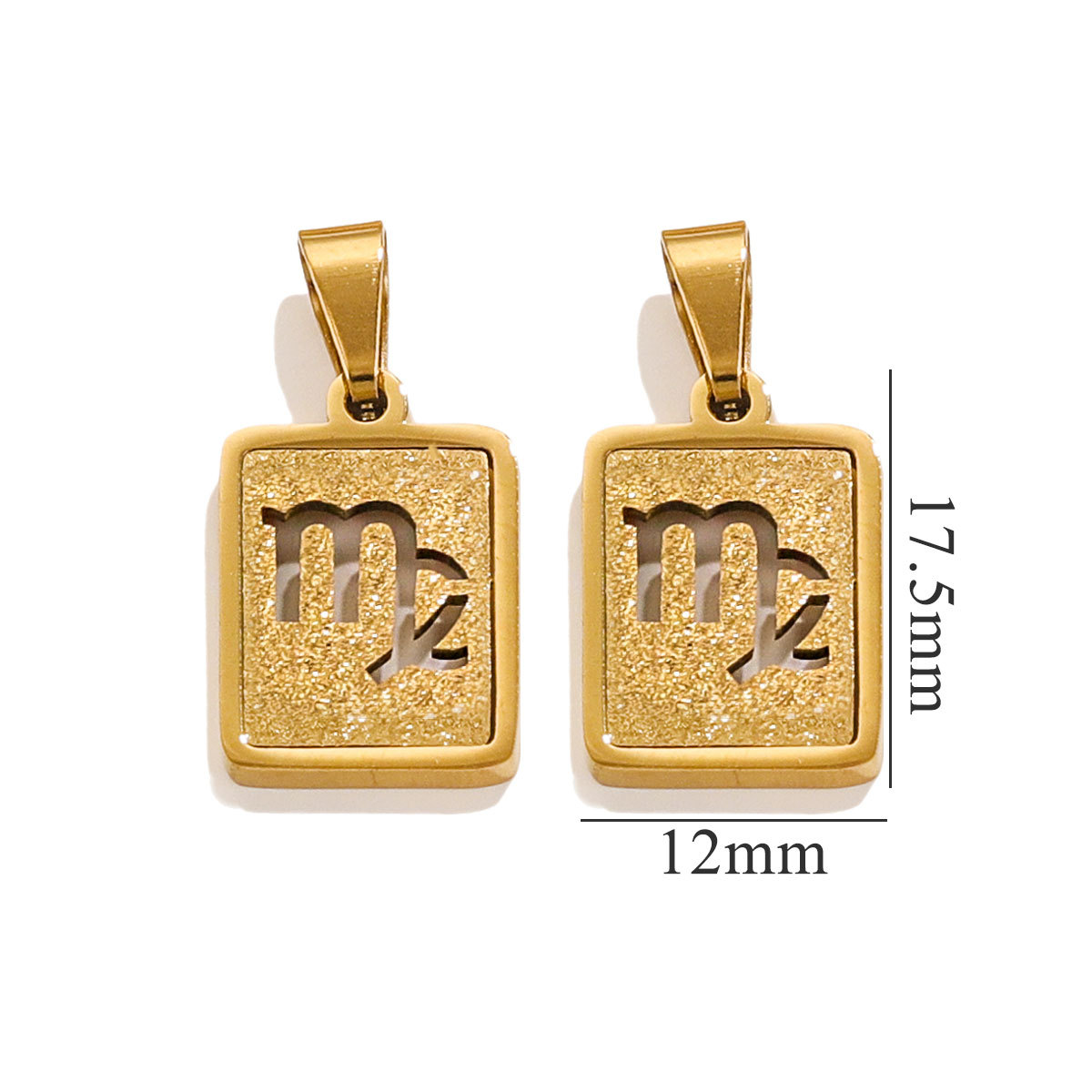 Rectangular europeo y americano prensado arena 18K acero inoxidable doce colgante de constelación diseño de personalidad popular DIY joyería colgante