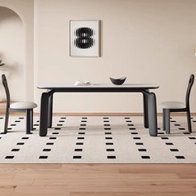 奶油风复古实木餐桌椅子岩板白蜡木小笨桌长方形现代简约家用饭桌
