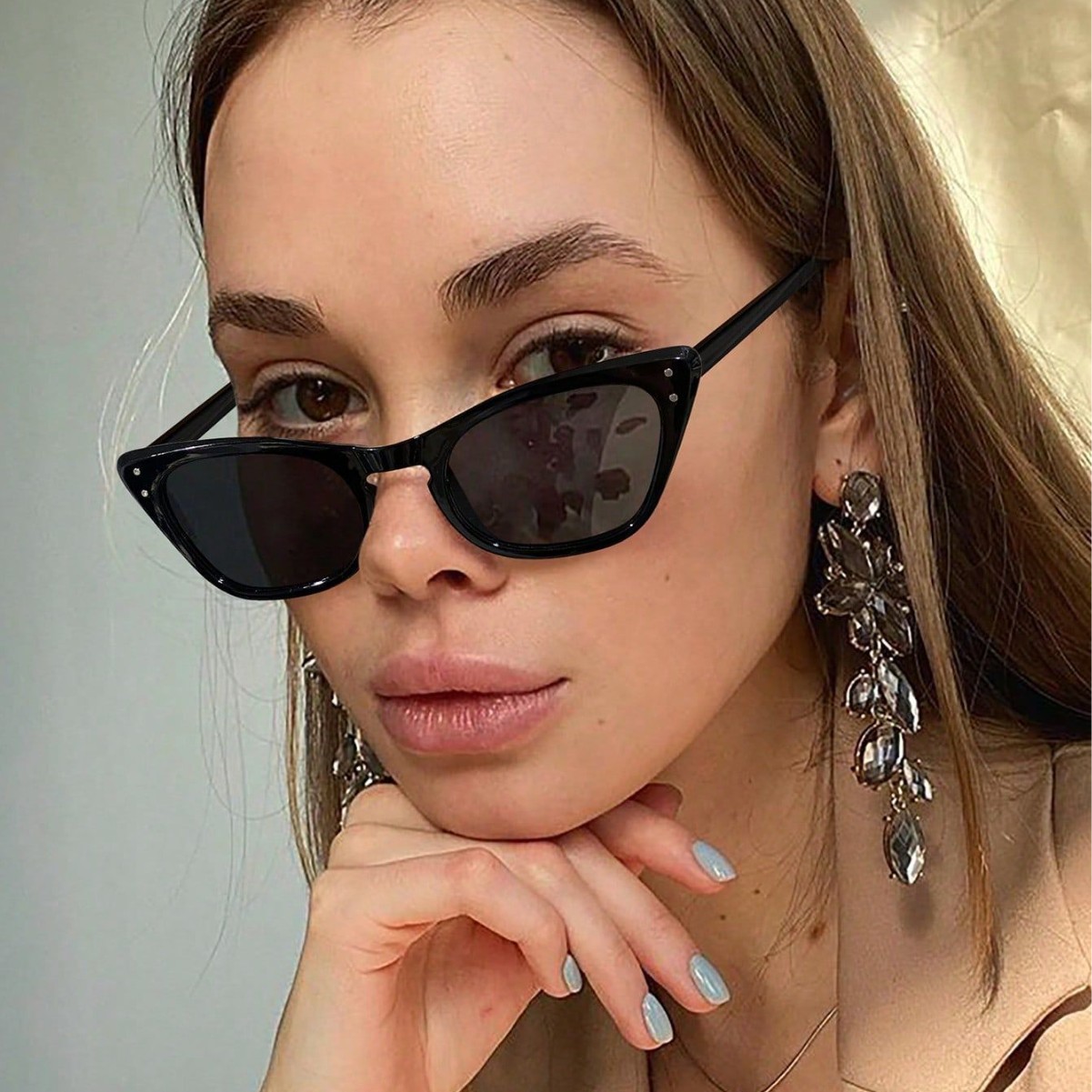 2023 nuevo marco de estampado de leopardo retro gatito Ojo de hombres y mujeres transfronterizos moda gafas de sol a juego