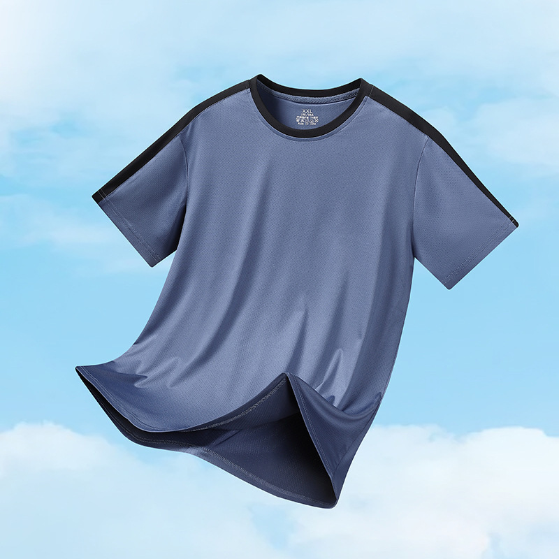 Summer thin, durable, stain-resistant, and breathable ice silk men's sportswear top