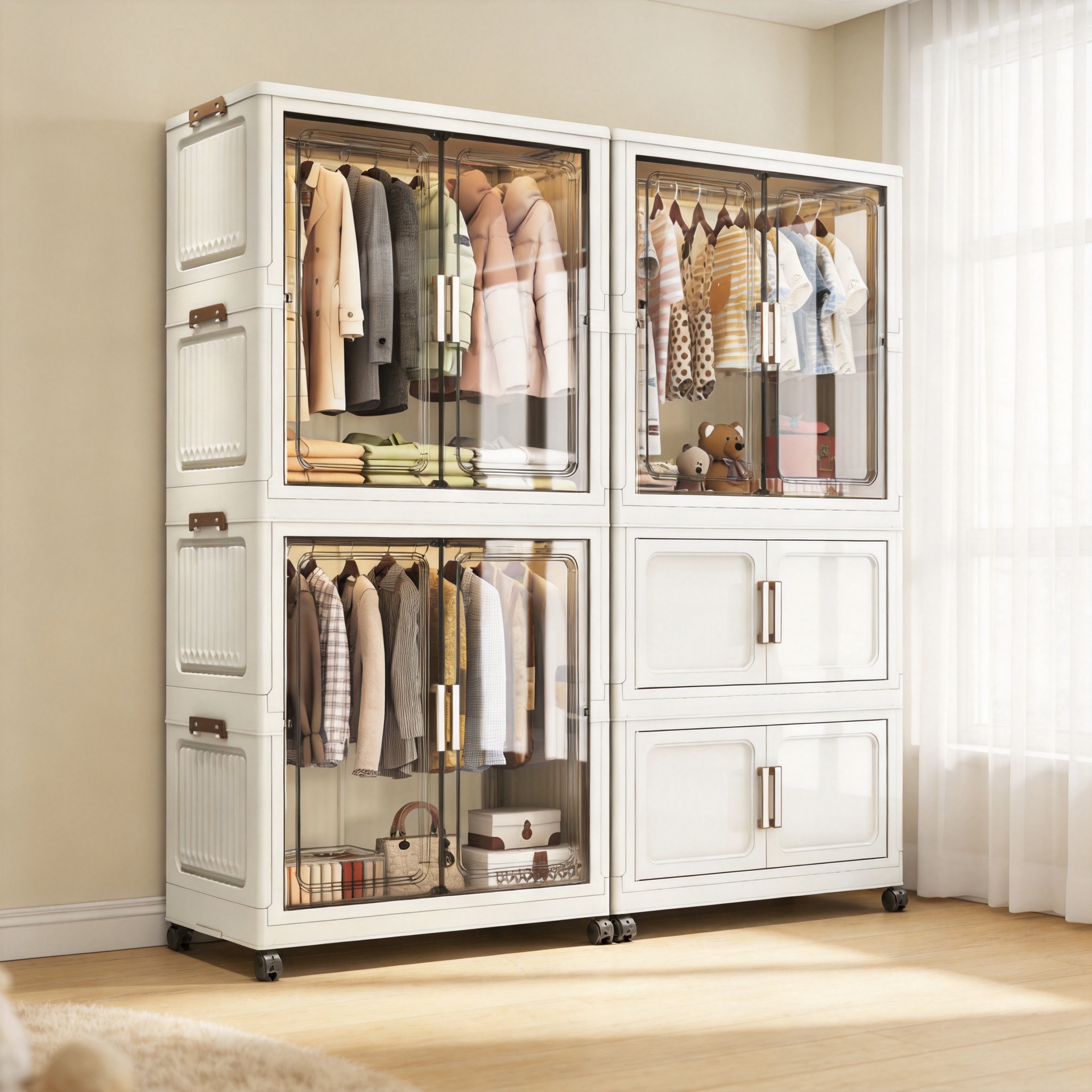 Thickened baby wardrobe folding baby storage cabinet can hang…