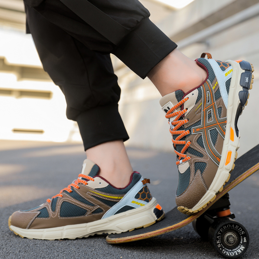 Zapatos deportivos retro de color contrastante zapatos deportivos de pareja de malla al aire libre zapatos de papá cómodos zapatos casuales para hombres y mujeres