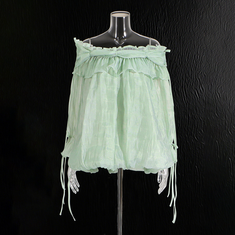 French-Style High-End One-Shoulder Shirt, 2026 Spring New Model, Shirt with Ruffled Sleeves, Fashionable Design, Tie-Up Top French-Style High-End One-Shoulder Shirt, 2026 Spring New Model, Shirt with Ruffled Sleeves, Fashionable Design, Tie-Up Top