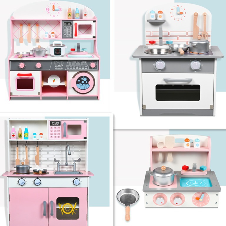 Cocina de simulación de madera de estilo europeo transfronterizo para niñas cocinar y cocinar juguetes de cocina jugar a las casitas juguetes educativos de madera