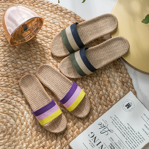 Flax Slippers Summer Cooling Grass Weaving Vine Weaving Men and Women Home Use Indoor Non-slip Floor Soft Sole Summer