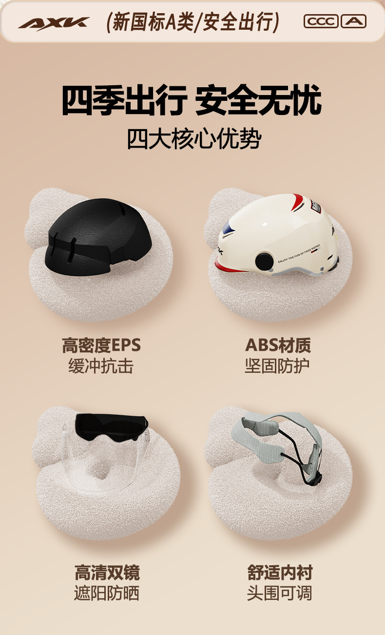 New National Standard 3C Certified Electric Motorcycle Helmet for Women Summer Sun Protection Battery Car Men's All-Season Safety Helmet Wholesale