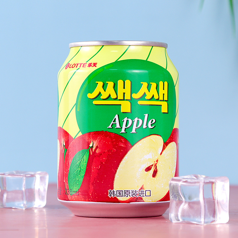 進口樂天238ml*12罐果粒果汁 整箱橙子桃子草莓葡萄果粒果汁飲料