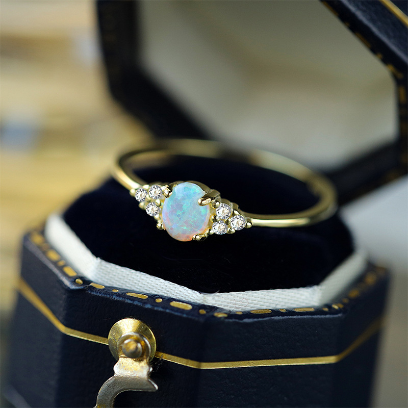 1 Piece Quantity 1 Piece 925 Sterling Silver Opal Geometric Knot Opal Rings