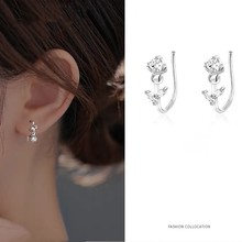 s999纯银郁金香花朵耳环创意个性甜酷风花朵耳钩小众耳饰厂家批发