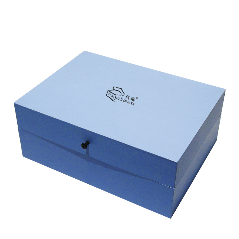 Fabricantes personalizados marca azul flip caja de regalo de cartón soporte de diseño integrado caja de regalo universal personalizada