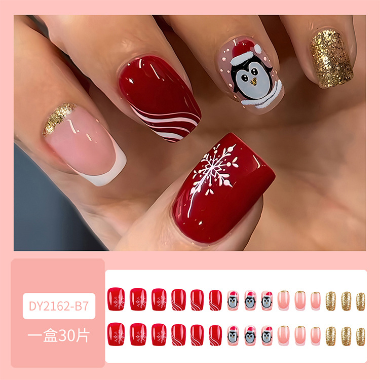 Nueva colección de uñas de navidad desgaste de uñas falsas transfronterizas desgaste de uñas parche de uñas pieza de uñas al por mayor de uñas