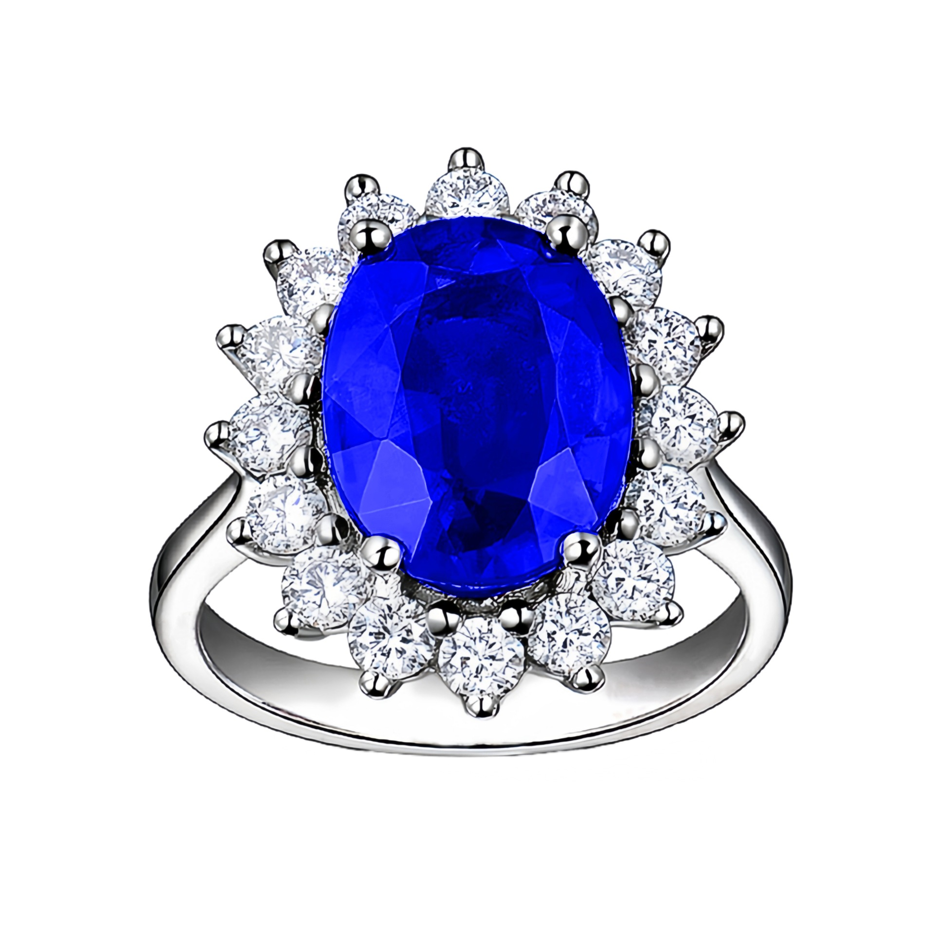 Princess Diana Style Tanzanite Sapphire Adjustable Open Ring_voghion.com