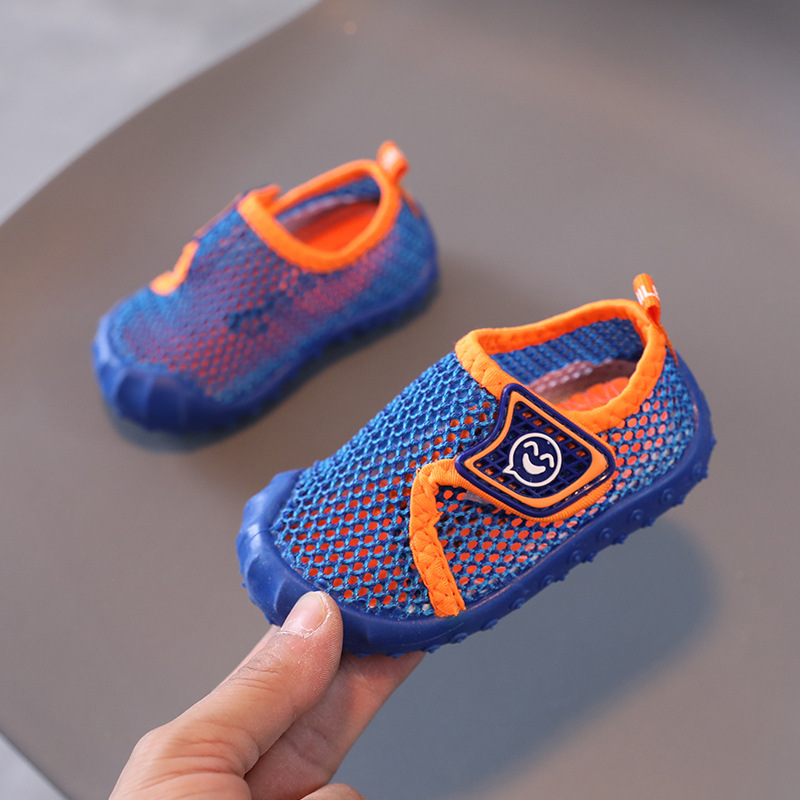 夏季婴幼儿凉鞋防滑软底宝宝学步鞋子大网眼镂空网鞋魔术贴实心底|ru