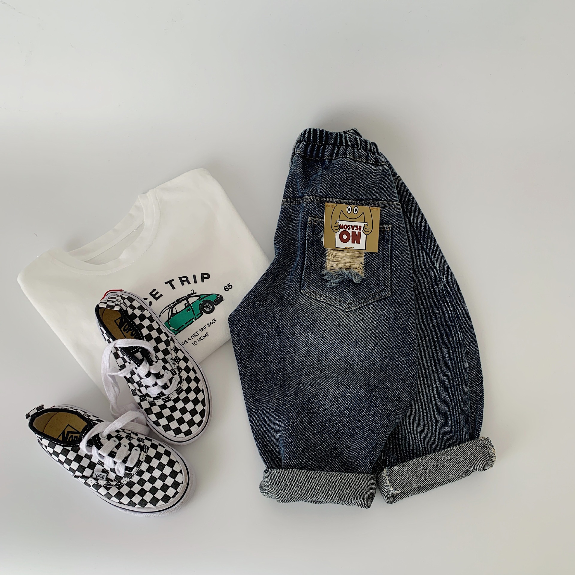 Maibao 2024 pantalones vaqueros de primavera ropa para niños rasgados pantalones ordenados por etiqueta pantalones casuales moda image 3
