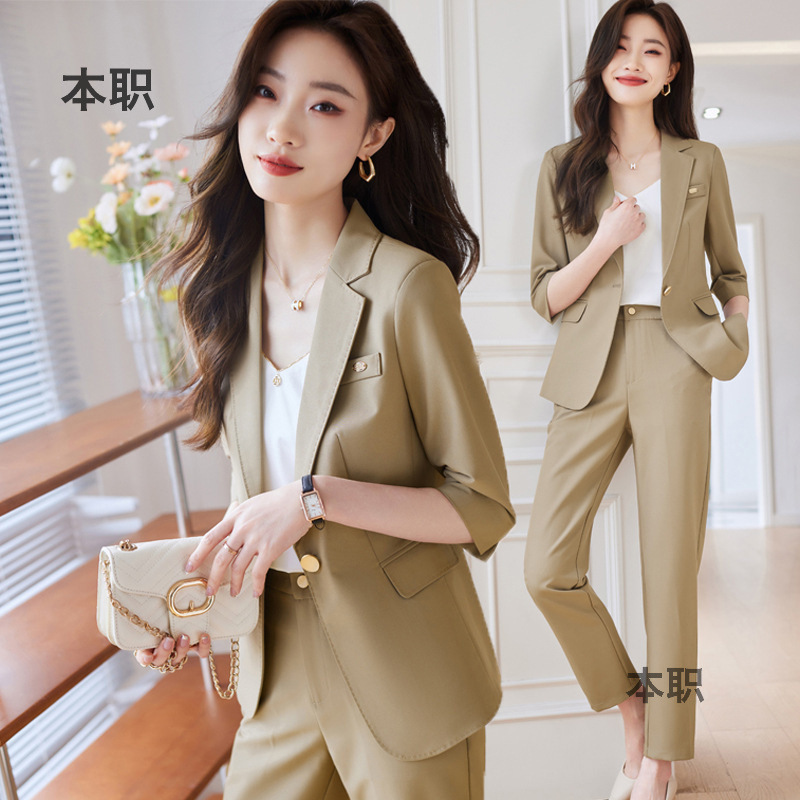 [Waist Slimming] Suit Women's Summer High-Quality Three-Quarter Sleeve Temperament Work Clothes Professional Formal Jacket