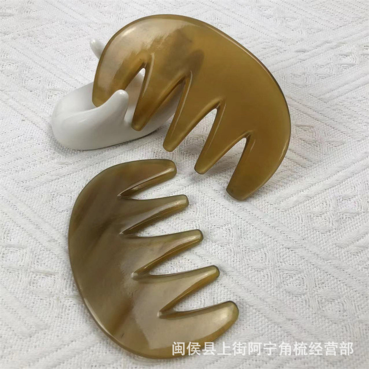 Natural Horn Five-Tooth Comb Head Massage Comb Gua Sha Scraping Board Meridian Gua Sha Tool key features