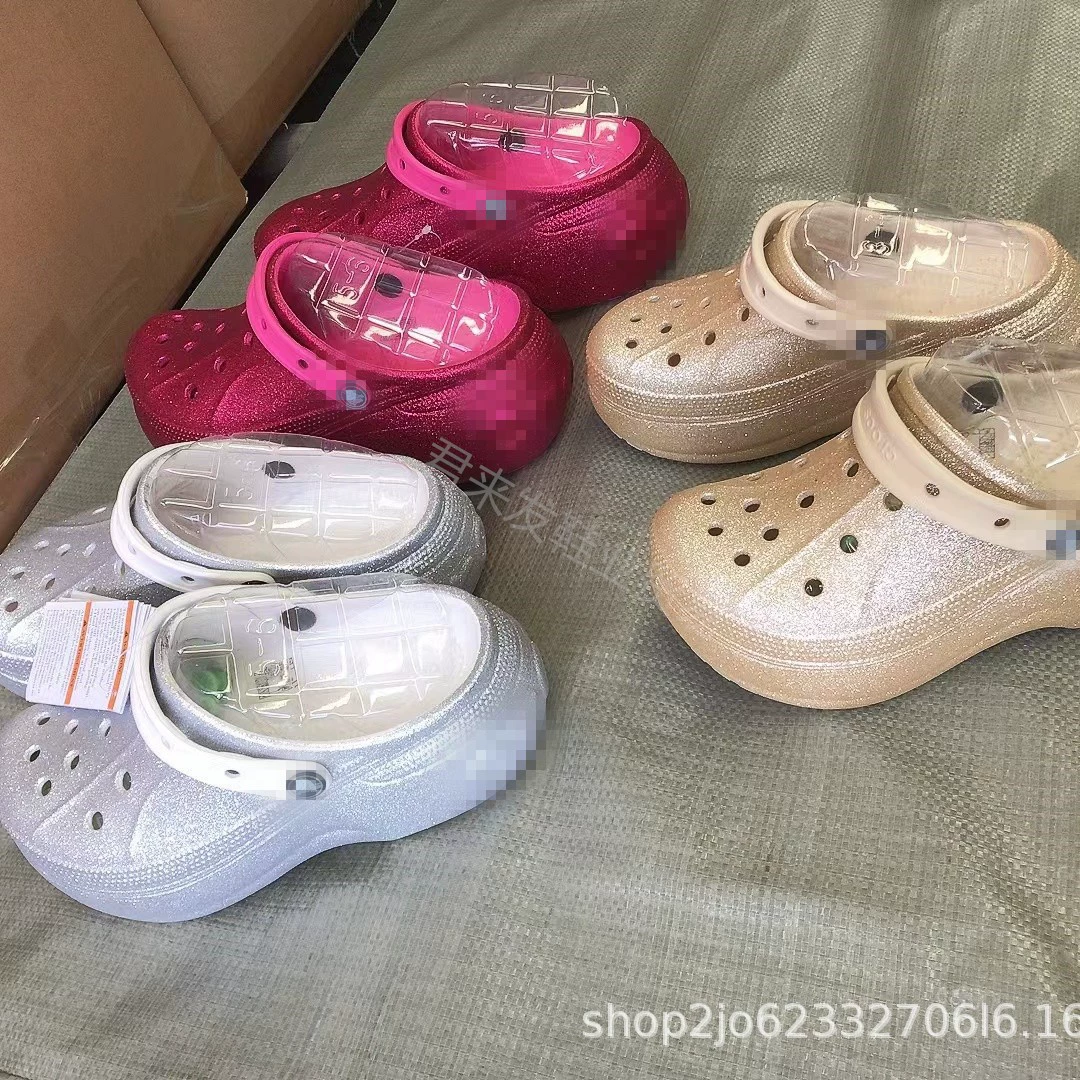 Кроксовые сабо Cro Bella с пескоструйной обработкой и трансферным принтом, садовые туфли на толстой подошве из ЭВА, увеличивающие рост, пляжная обувь, доступны для индивидуальной персонализации, подходят для повседневного стиля.