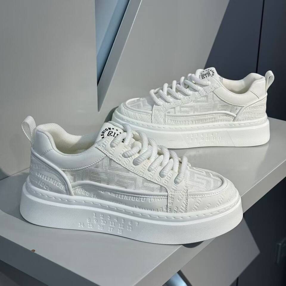 Giày sneaker nam cổ thấp thoáng khí đế dày tăng chiều cao, phong cách Hàn Quốc — 3308 Màu xanh lá cây, 3308 màu trắng chi tiết 5