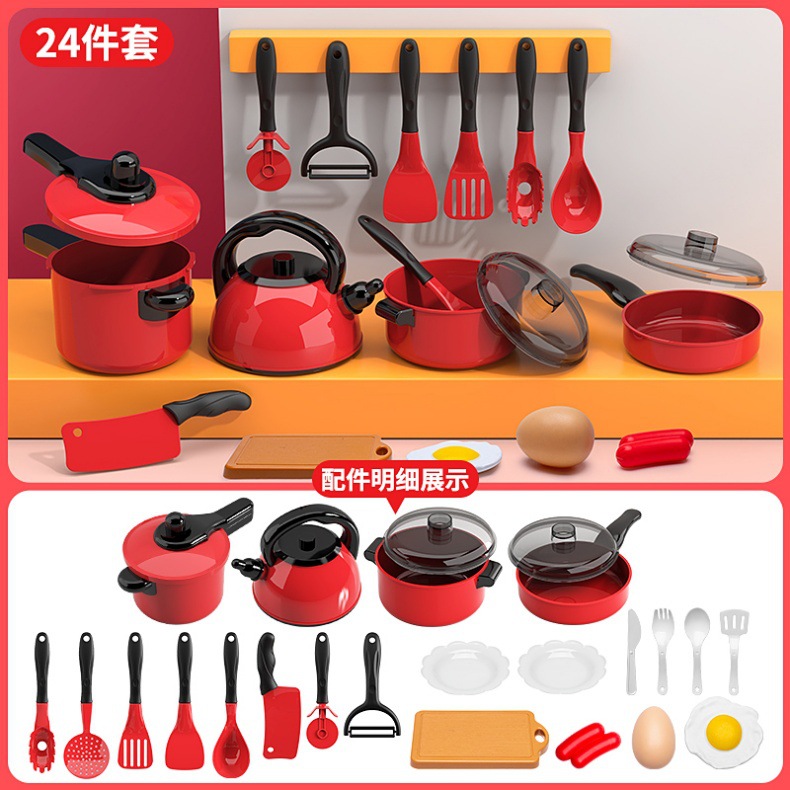 Nuevos juguetes de cocina rojos (24 piezas)