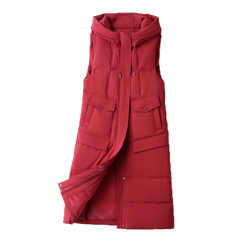 Otoño y invierno nuevo chaleco de algodón de plumón para mujeres largo estilo coreano delgado hombro chaleco de caballo de abrazadera image 5