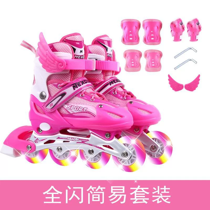 Flashing children's set, roller skates for boys, full set