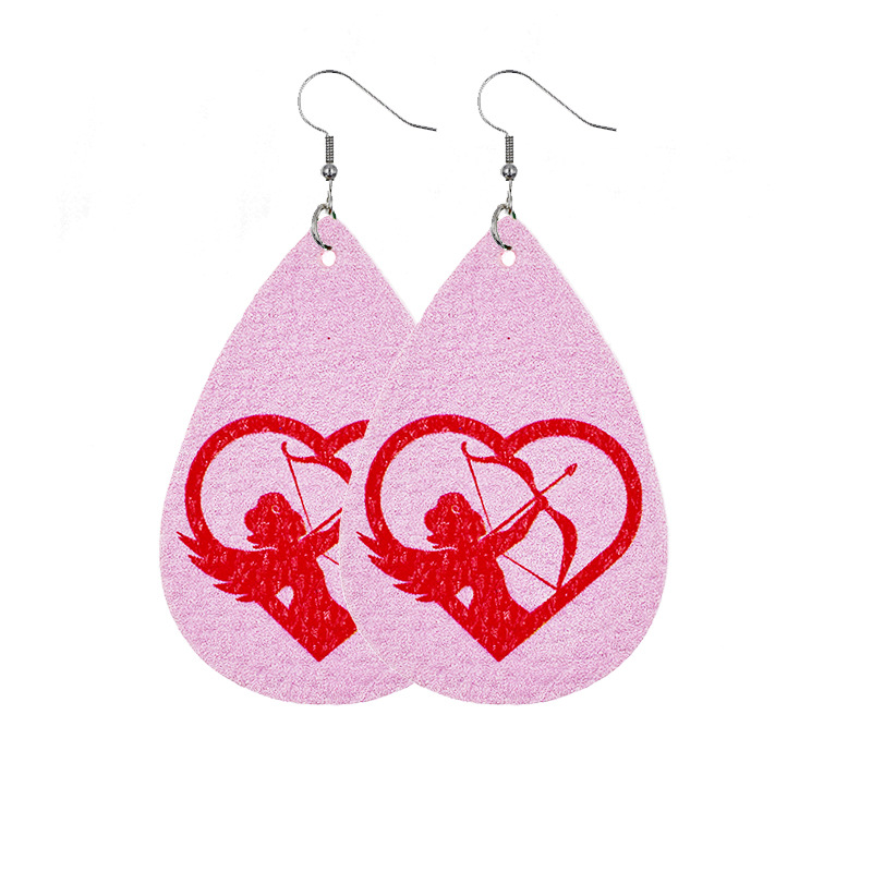 1 Pair Lady Streetwear Letter Heart Shape Pu Leather Drop Earrings display picture 14