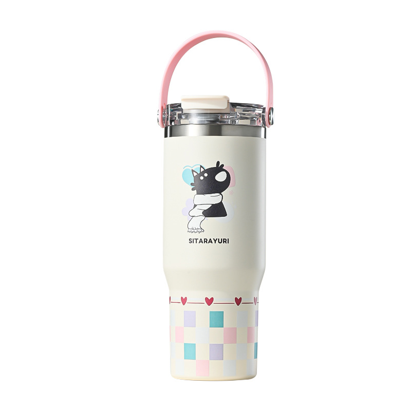 SITARAYURI doble bebida refrescante portátil 3D de dibujos animados taza de hielo de acero inoxidable de gran capacidad taza de aislamiento térmico portátil taza de coche image 6