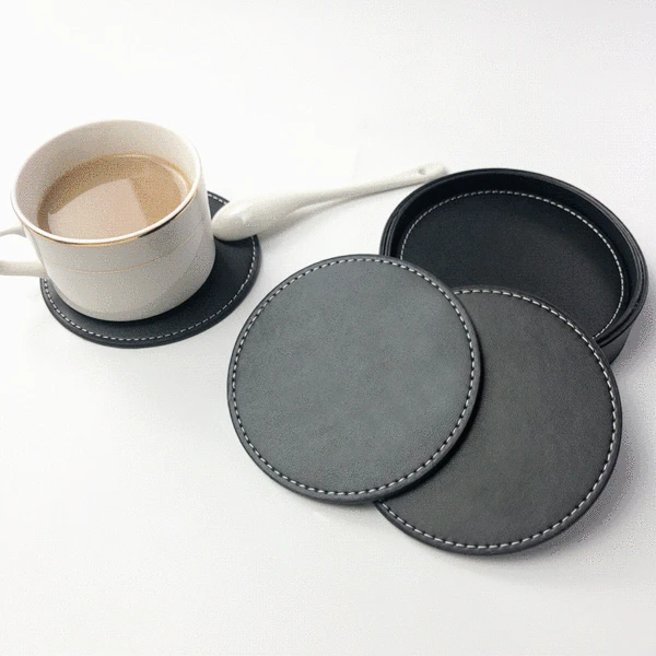 Creative furniture hotel coasters wholesale suit can add logo10CM round PU coffee mat tea cup mat wholesale