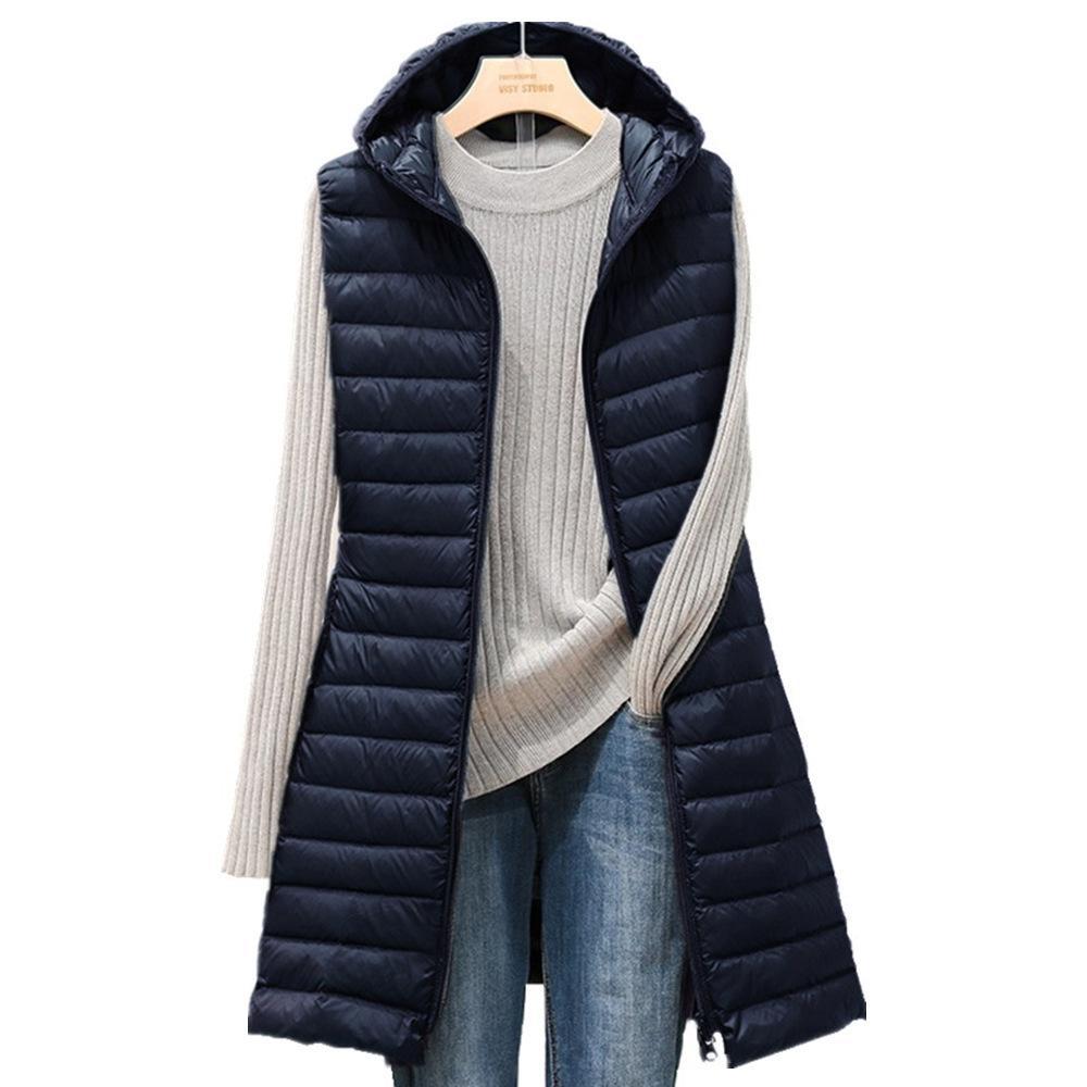 Lotto di canottiere in cotone leggero con cappuccio in piumino di cotone di media lunghezza autunno/inverno 2023 da donna_voghion.com