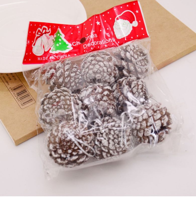 原色松果6pcsクリスマス装飾品ペンダント花輪クリスマスツリーアクセサリーdiy撮影道具4-5cm松果|undefined