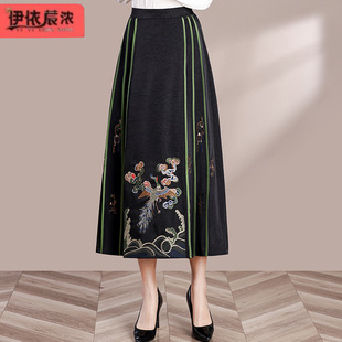 Mom's Summer New Chinese Style Half-Length Horse Face Skirt 2025 New Middle-Aged and Elderly Women Free Matching Slim Skirt Wholesale