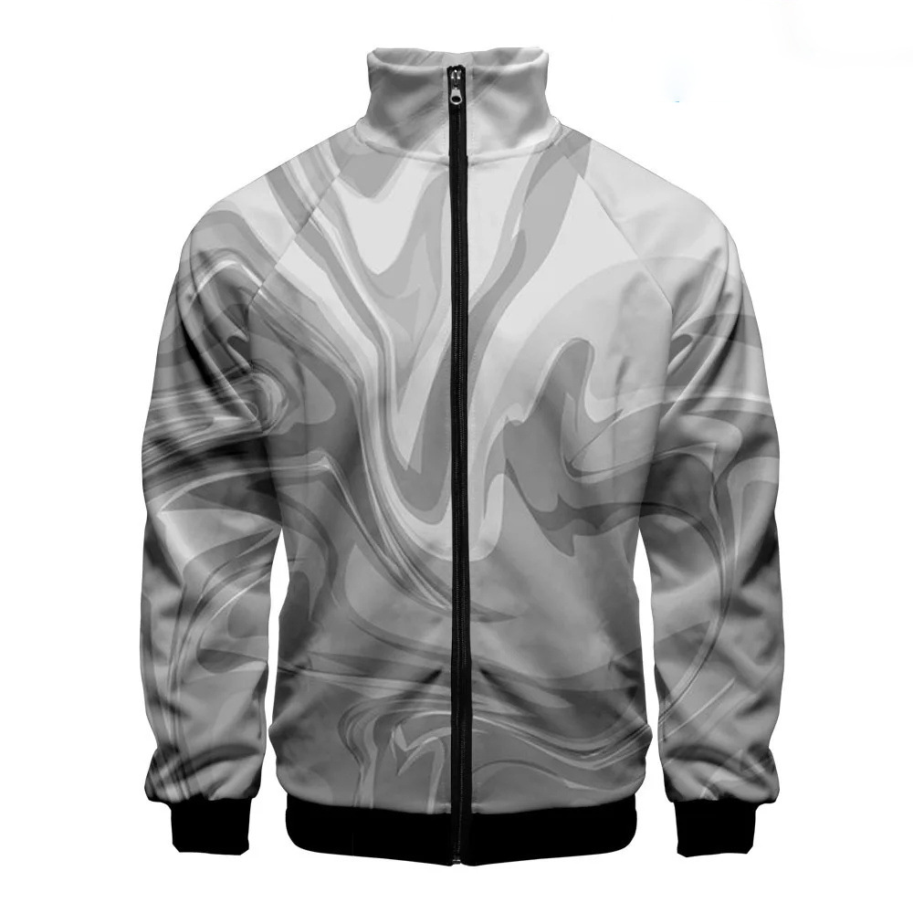 Temperamento colorido impresión digital 3d ventas directas de fábrica comercio exterior versión coreana de la chaqueta de cuello alto con cremallera delgada MF10