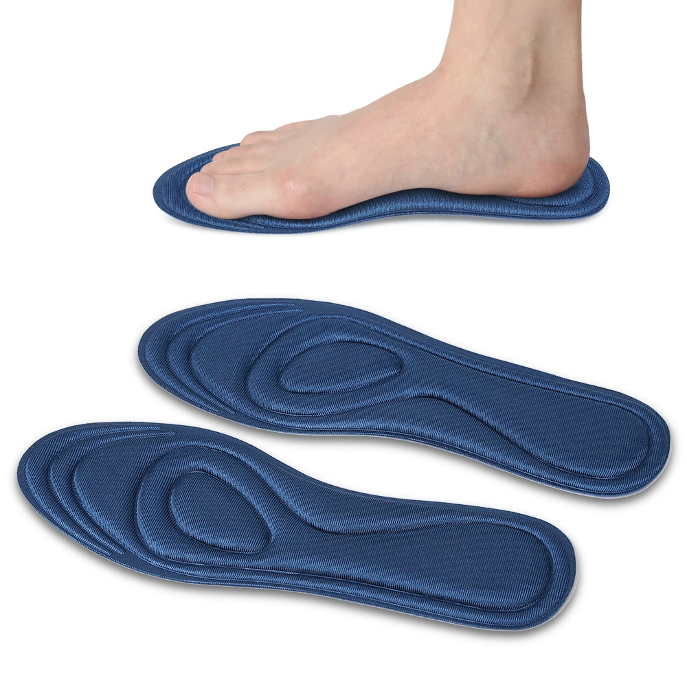 4D Массажная высокоэластичная хлопковая Массажная стелька с эффектом памяти, мужская и женская толстая нескользящая амортизирующая спортивная стелька