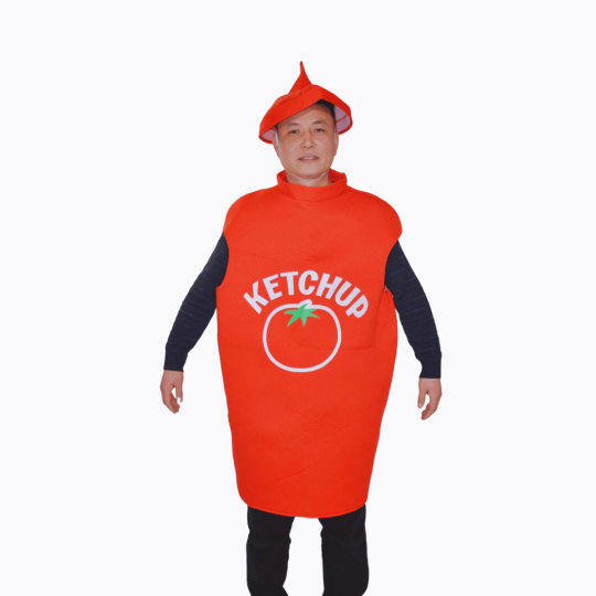 Halloween Funny Adult Men and Women Red Ketchup Jumpsuit cosplay Party Costume Cosplay Suit