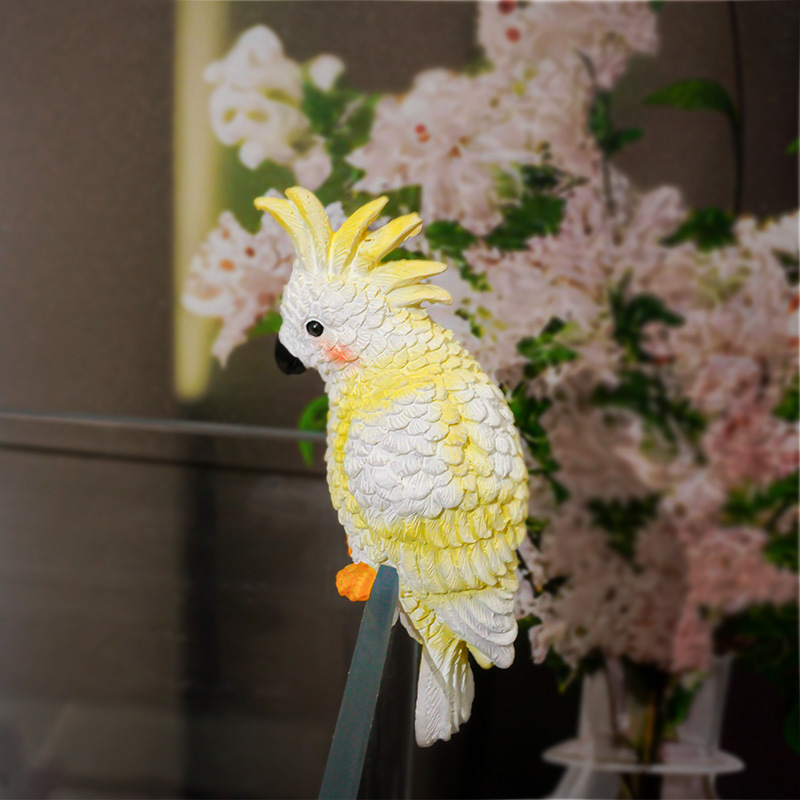 Adornos de paisaje, loros artificiales, decoraciones para bordes de peceras, novedad de estilo muñeca para acuarios, paisaje creativo para montar en pared