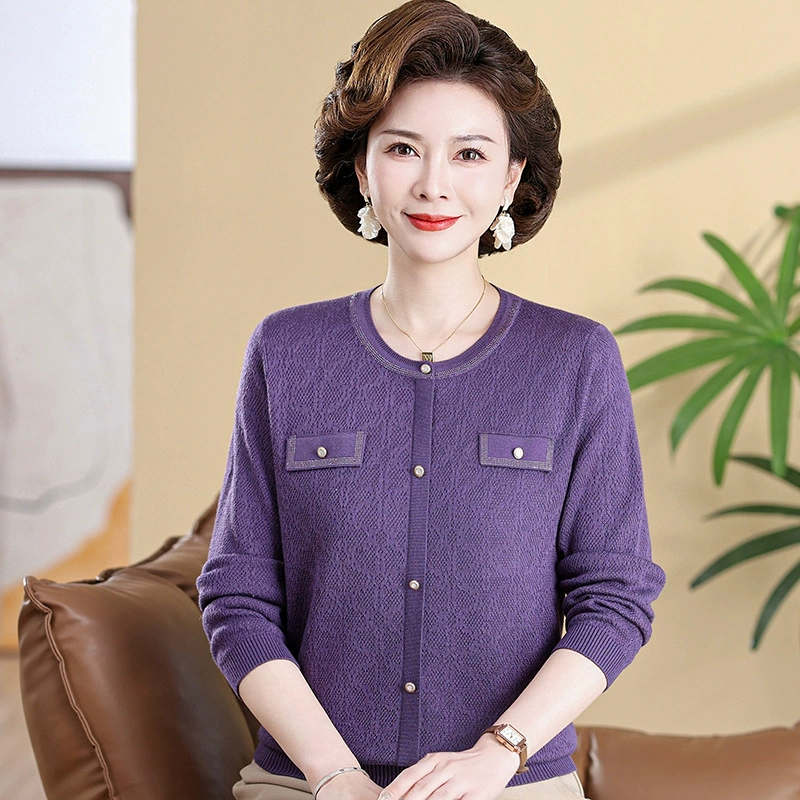 Мама весенний трикотажный нижний свитер среднего возраста тонкий топ среднего и пожилого женского возраста новый свободный пуловер свитер