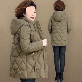 妈妈冬装棉服女中长款新款中老年棉衣秋冬季保暖棉袄外套