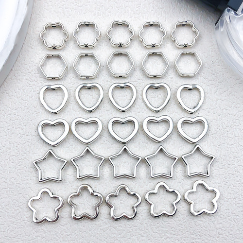 DIY jewelry accessories hollow heart pentagon star hexagon small hole beads alloy connectors bracelet necklace spacer beads