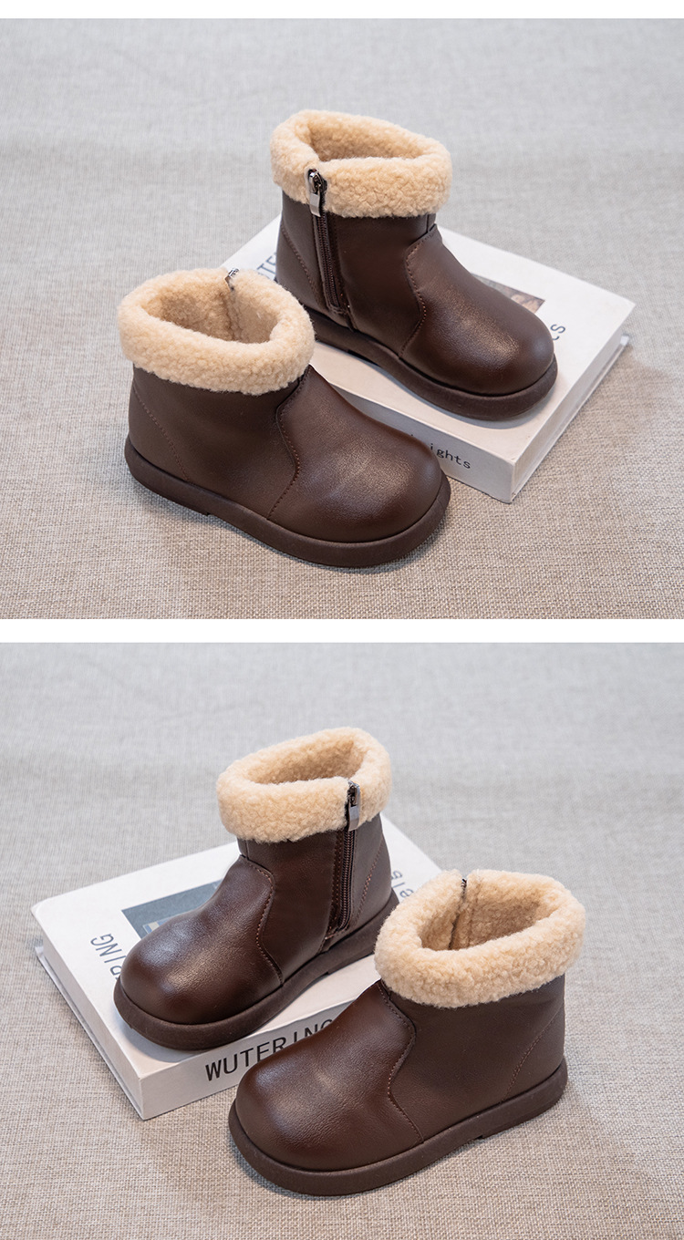 Botas de inverno para menina com forro de lã impermeáveis_voghion.com