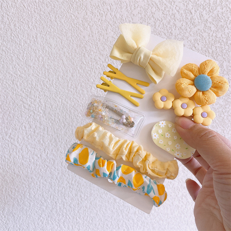 80g Weight Hair Clip Hair Accessories Type 9-Piece Set Quantity Holiday, Daily Occasion Cloth Material Cartoon, Knot, Flower, Butterfly, Bow Knot Pattern Kid'S, Women's Gender Cute, Sweet, Korean Style Style Cute Sweet Korean Style Kid'S Women's Cartoon Knot Flower Cloth Hair Clip 9