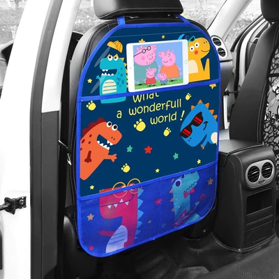 Car Anti-Kick Pad Seat Backrest Child Rear Seat Backrest Anti-Dirt Anti-Wear Protective Pad Safety Seat Back Anti-Kick Pad Universal (Chair back anti-kick pad) - sn700-dinosaur-band