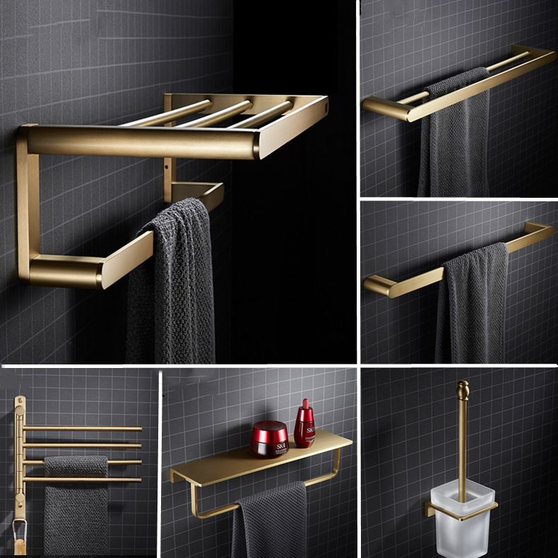 Nordic Brushed Gold All Copper Bath Towel Rack Bathroom Bathroom Golden Towel Rack Weakened Brass Hardware Pendant Set Nordic Brushed Gold All Copper Bath Towel Rack Bathroom Bathroom Golden Towel Rack Weakened Brass Hardware Pendant Set