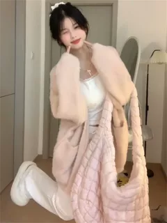 甜美可爱毛茸茸粉色针织衫毛衣女学生秋冬慵懒风宽松保暖开衫外套