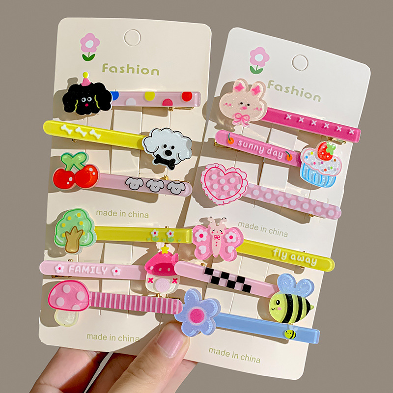 Dulces dibujos animados para niños, una palabra de mar, clip para el cabello roto, clip para el cabello de niña, clip lateral para el cabello