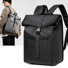 跨境新款纯色简约系列商务背包男大容量通勤轻便减负电脑双肩背包
