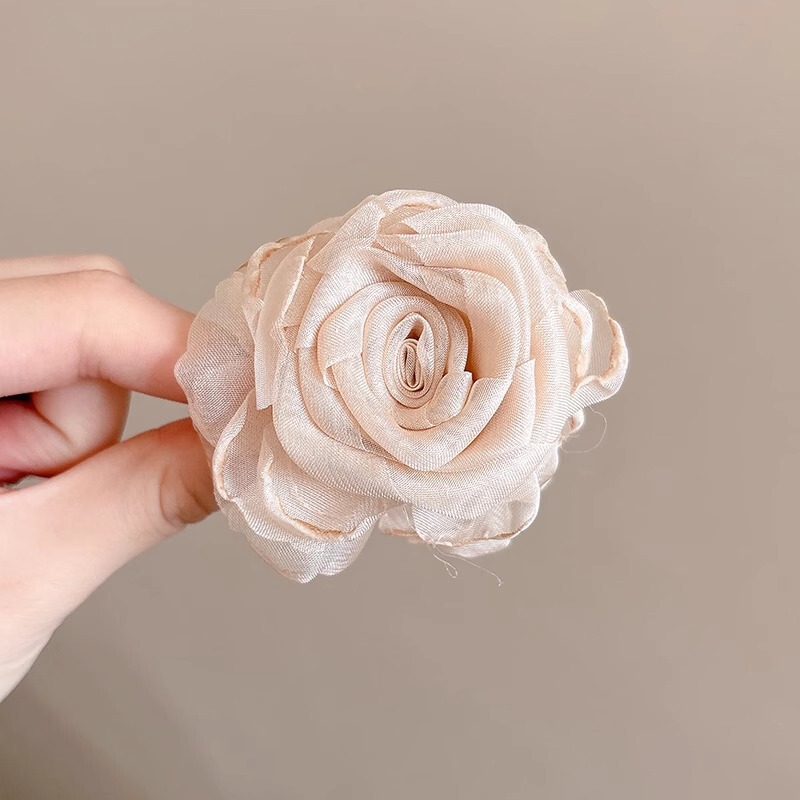 超仙唯美玫瑰花发饰仿真花夹海边度假风抓夹拍照绝美半扎发鲨鱼夹|undefined